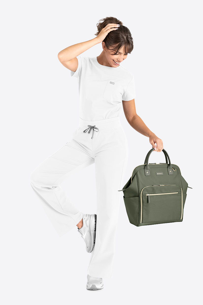 Women's Maevn Momentum Wide Leg scrub trousers white-4