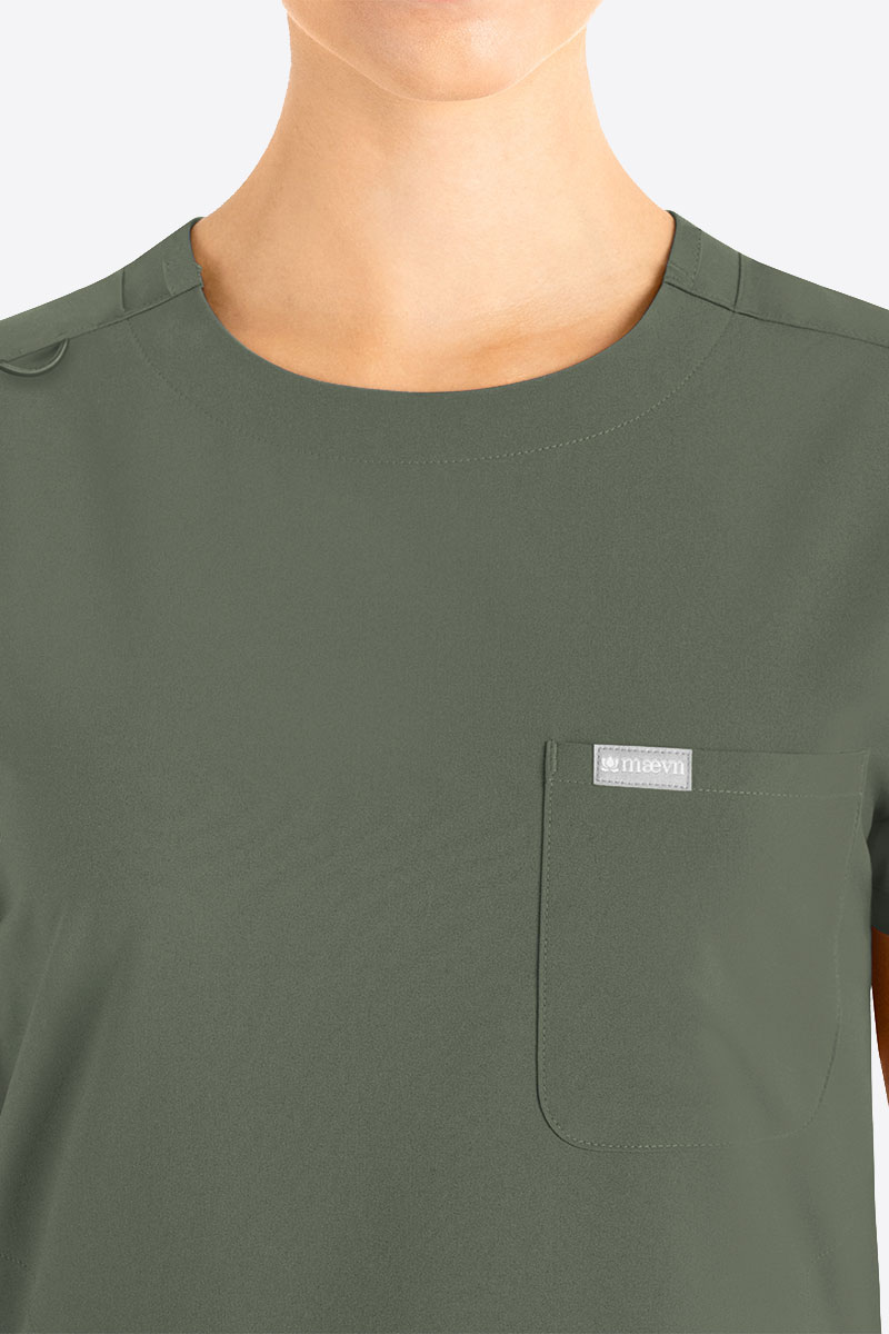 Women's Maevn Momentum Round scrubs set olive-2