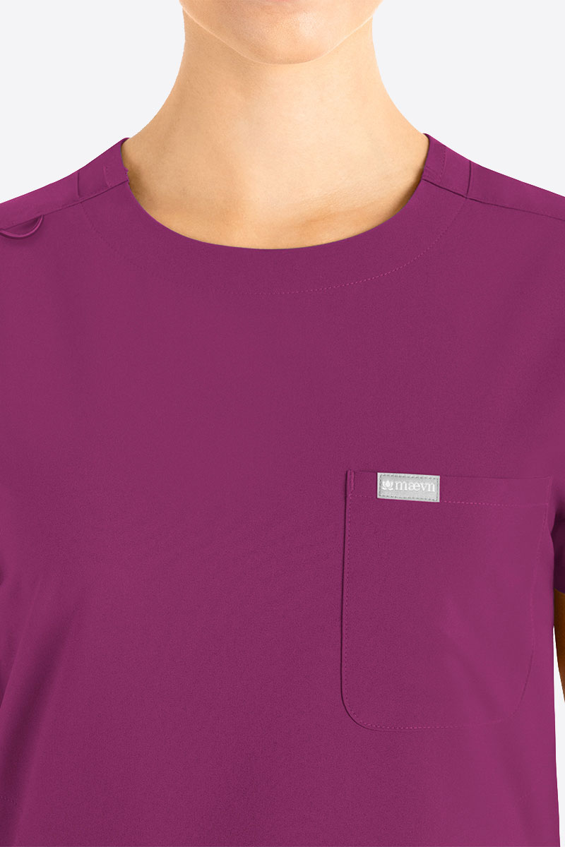 Women's Maevn Momentum Round scrubs set wine-2