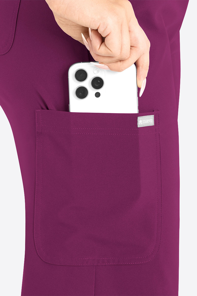 Women's Maevn Momentum Round scrubs set wine-9