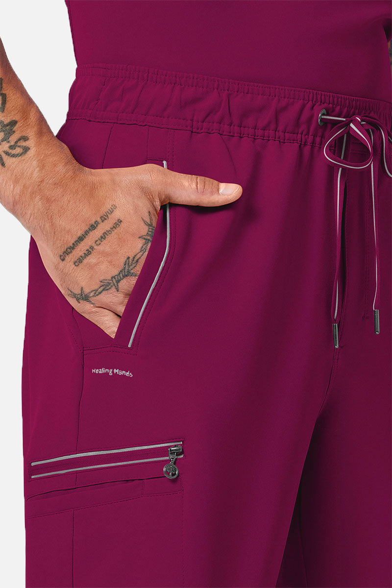 Men's Healing Hands Steven scrubs set wine-10