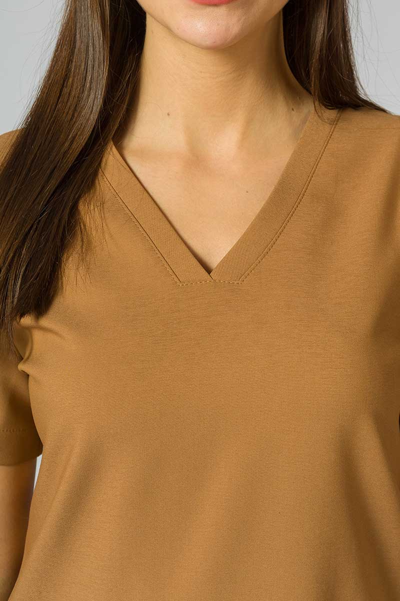 Women’s Sunrise Uniforms Premium Joy scrubs top brown-2