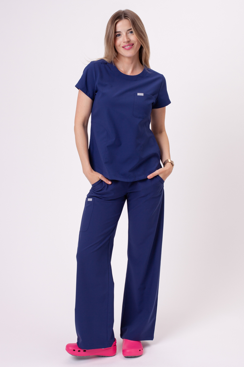 Women's Maevn Momentum Round Neck scrub top navy-7