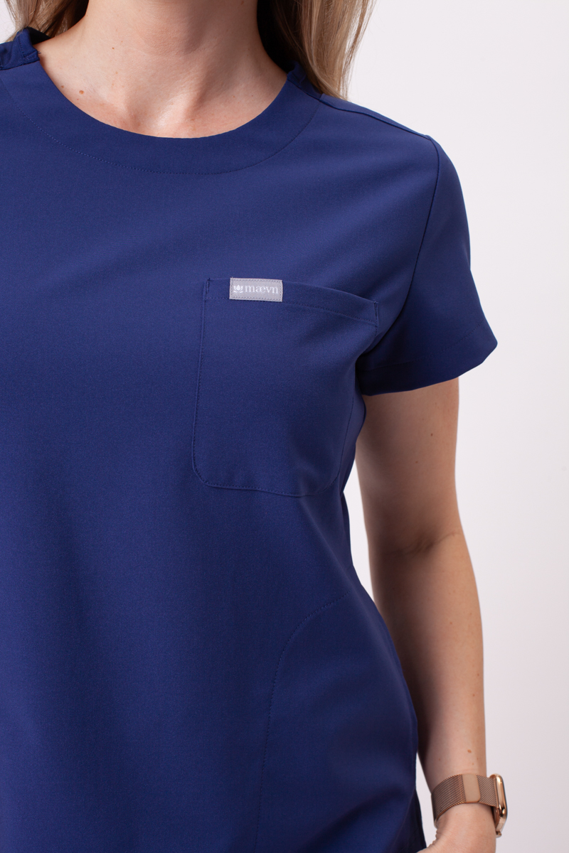 Women's Maevn Momentum Round Neck scrub top navy-5
