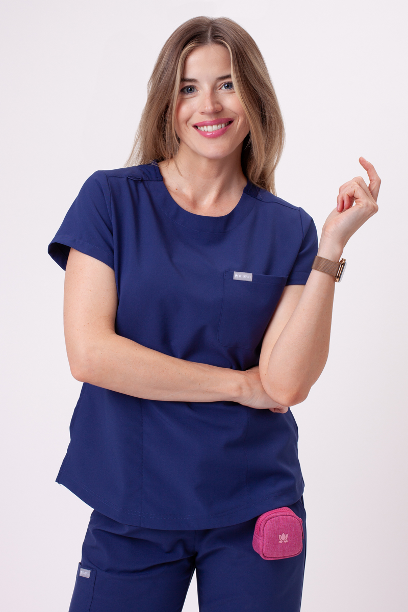 Women's Maevn Momentum Round Neck scrub top navy-6