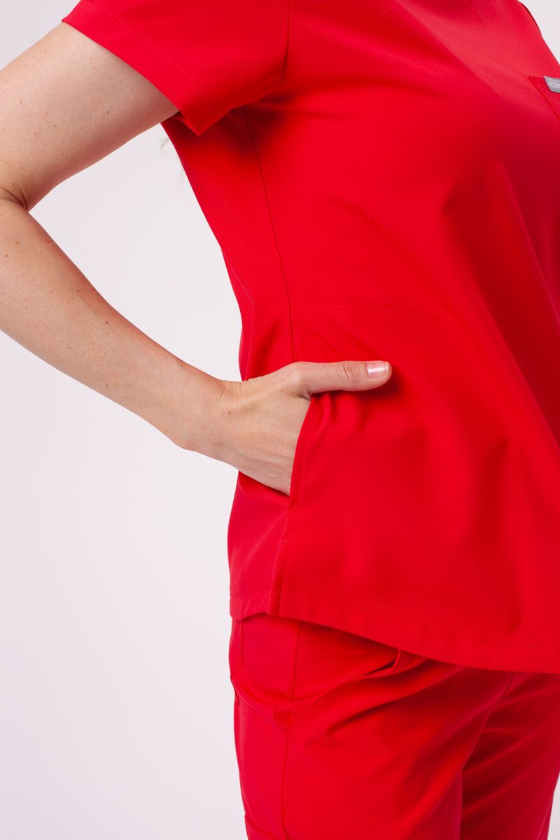 Women's Maevn Momentum Round Neck scrub top red-3