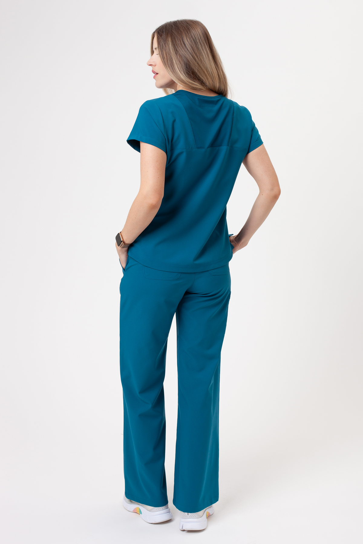 Women's Maevn Momentum Round Neck scrub top caribbean blue-8