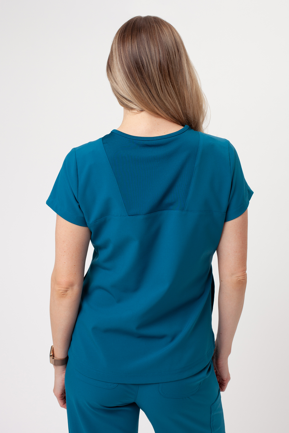 Women's Maevn Momentum Round Neck scrub top caribbean blue-2