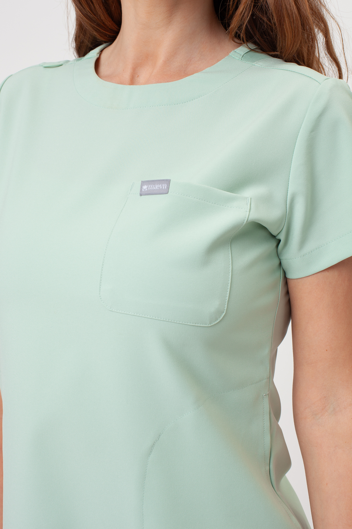 Women's Maevn Momentum Round Neck scrub top honeydew-4