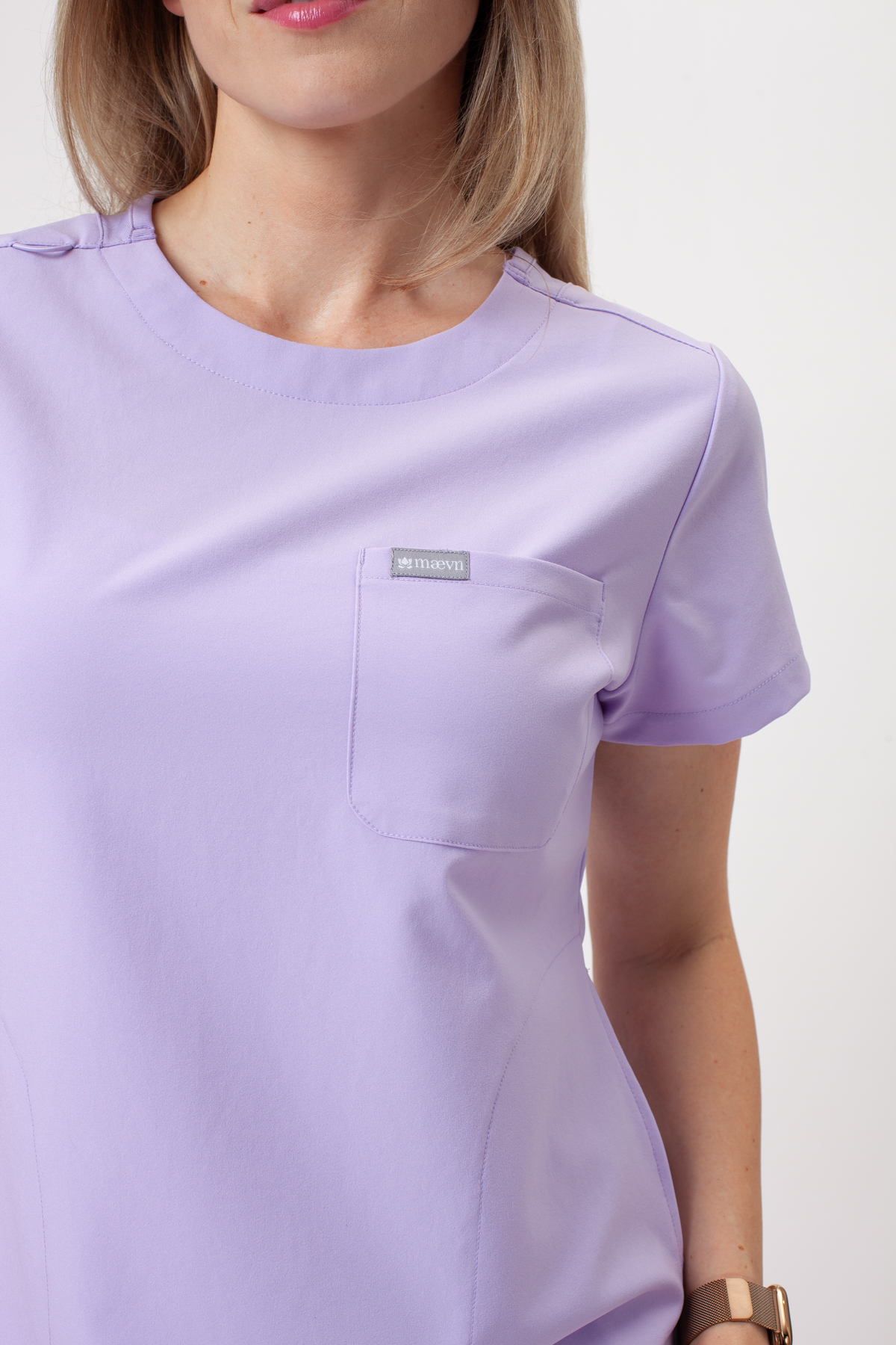 Women's Maevn Momentum Round Neck scrub top lavender-5