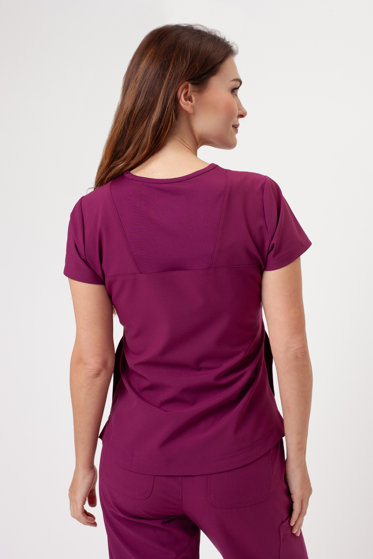 Women's Maevn Momentum Round Neck scrub top wine-3