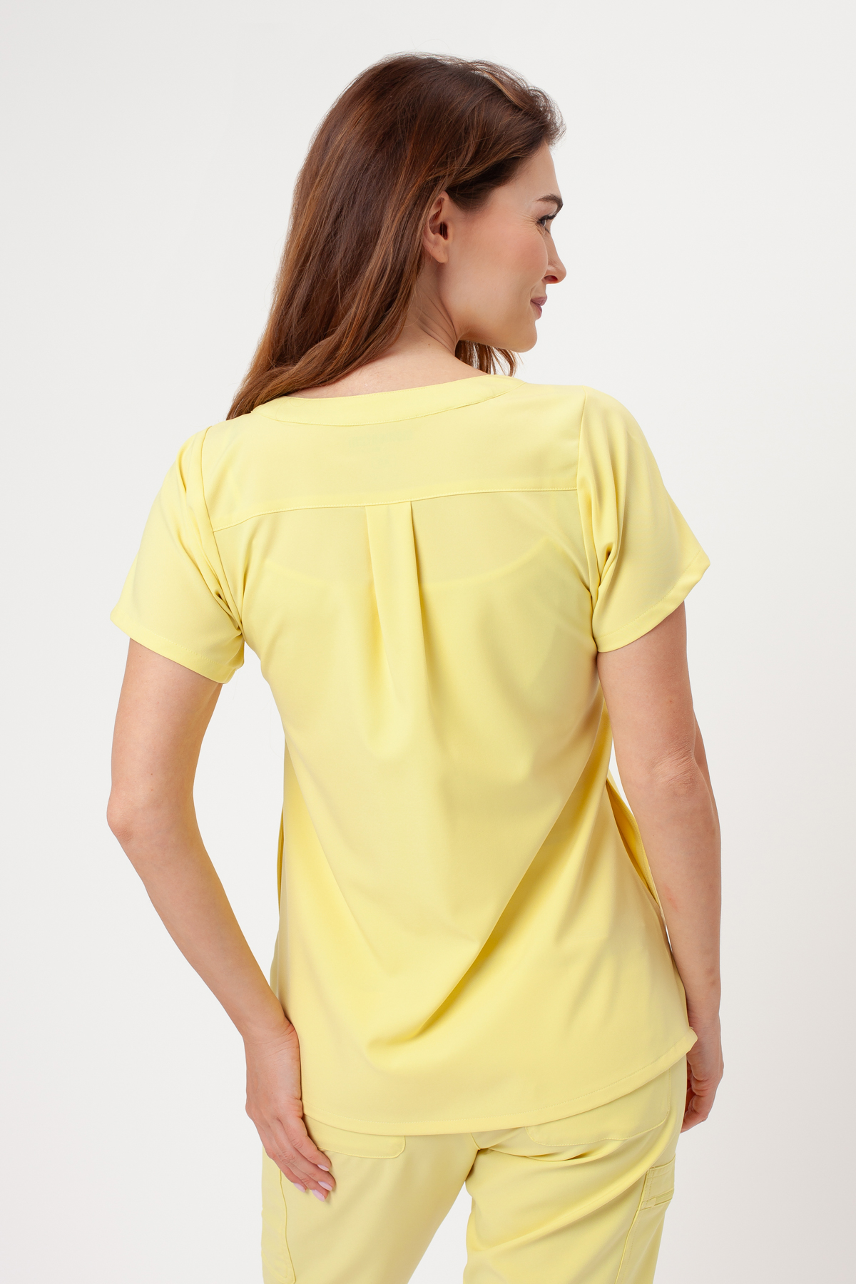 Women's Maevn Momentum Dolman scrub top lemon drop-1