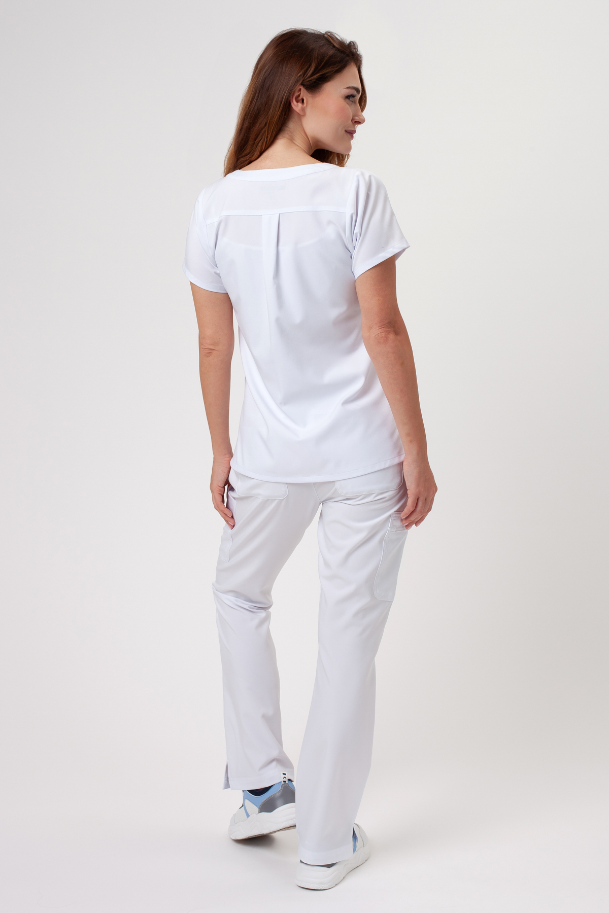 Women's Maevn Momentum Flare Leg scrub trousers white-7