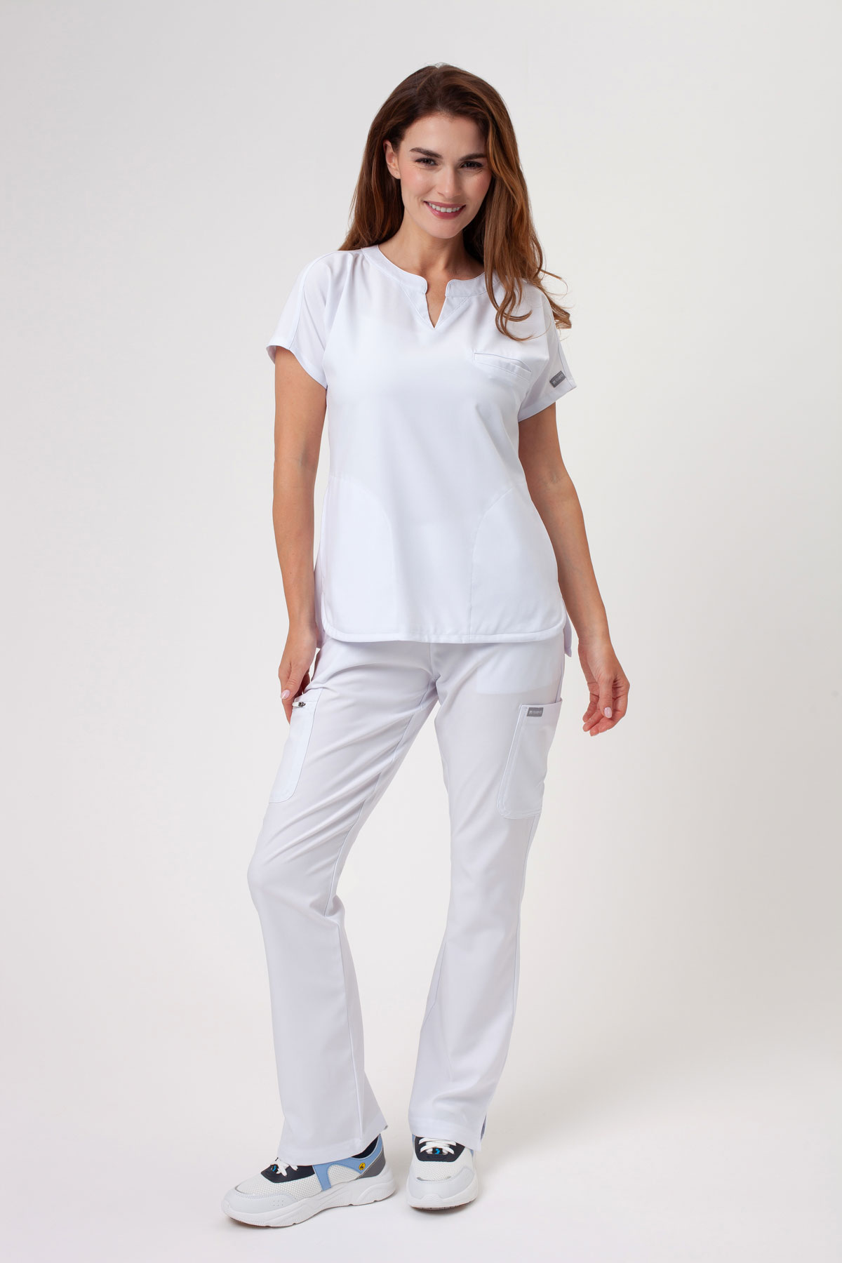 Women's Maevn Momentum Flare scrubs set white-1