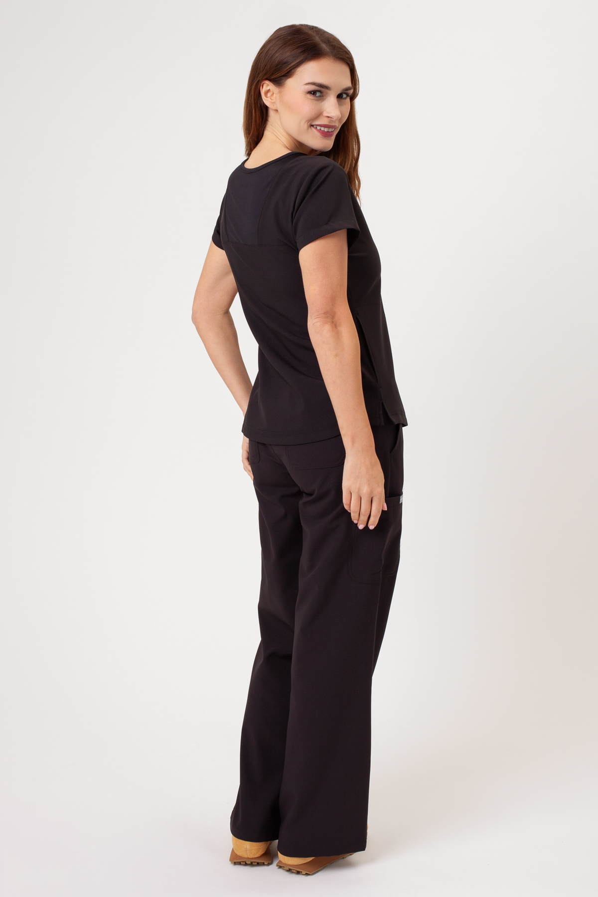 Women's Maevn Momentum Round Neck scrub top black-7