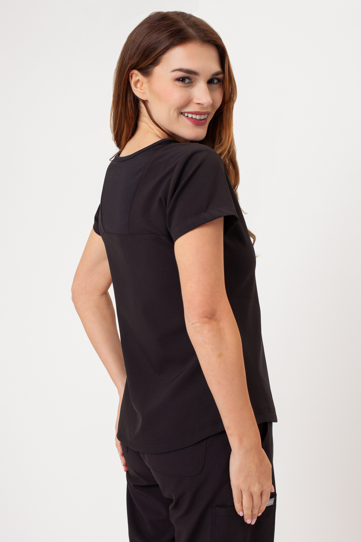 Women's Maevn Momentum Round Neck scrub top black-2
