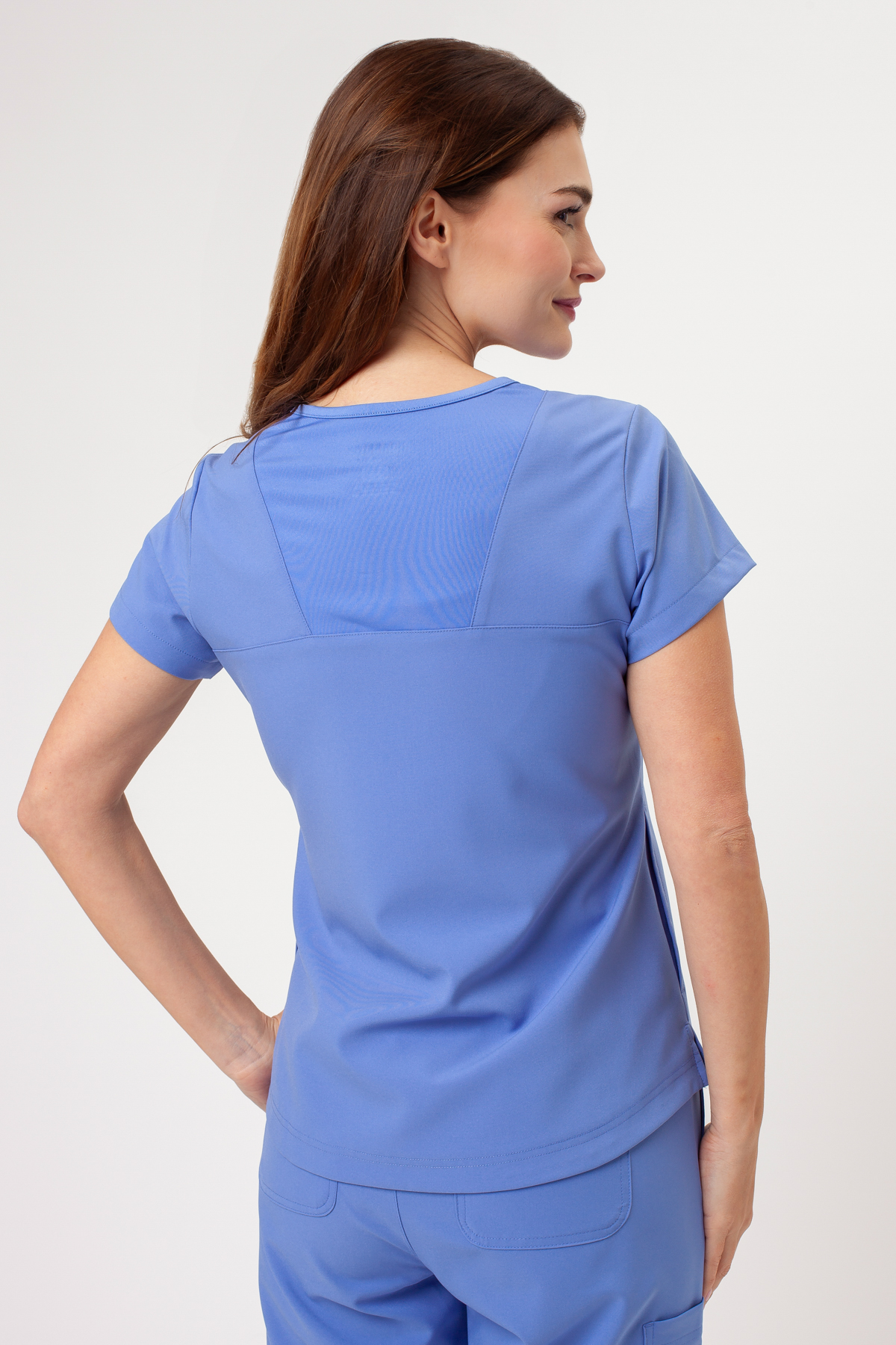 Women's Maevn Momentum Round Neck scrub top ciel blue-1
