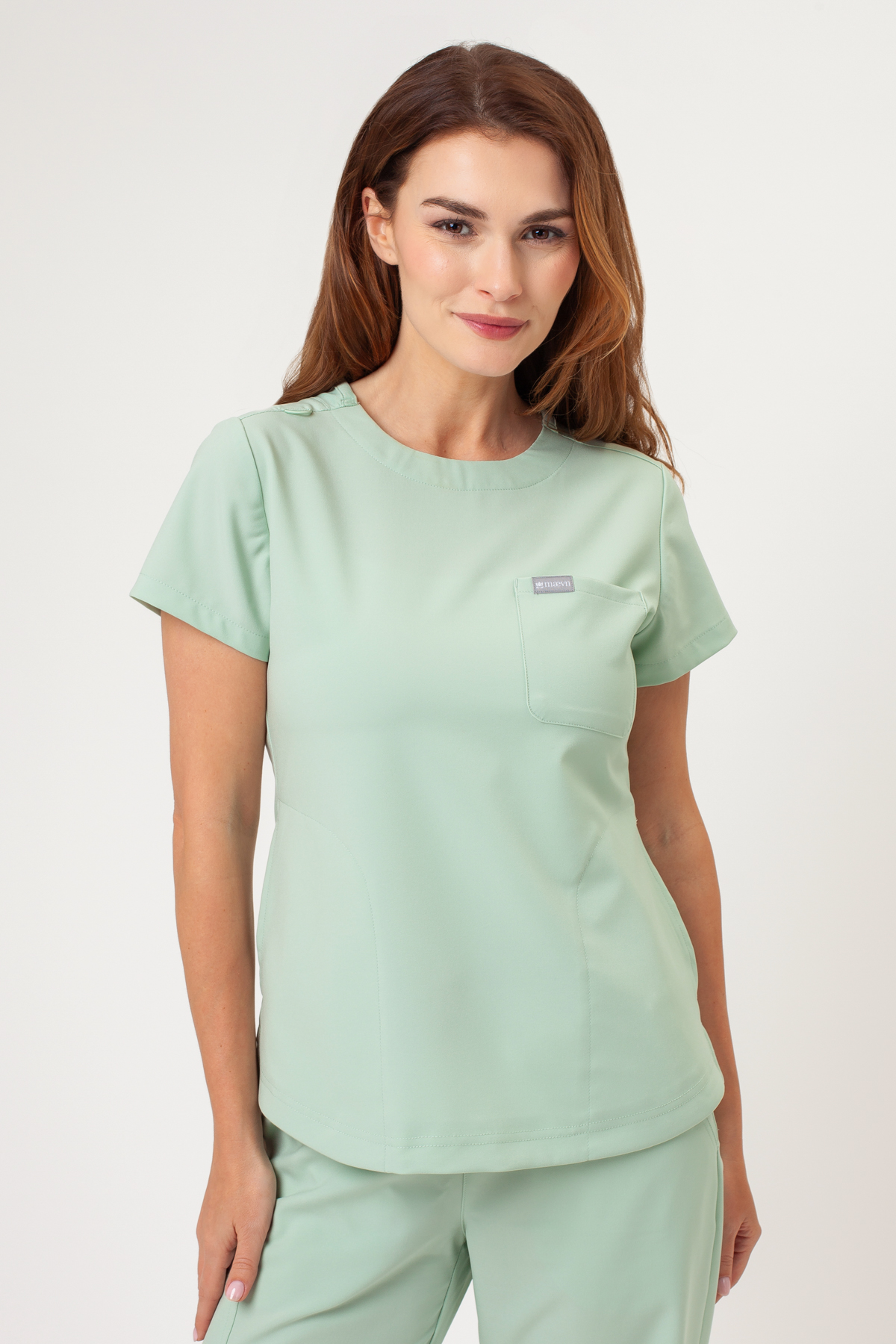 Women's Maevn Momentum Round scrubs set honeydew-3