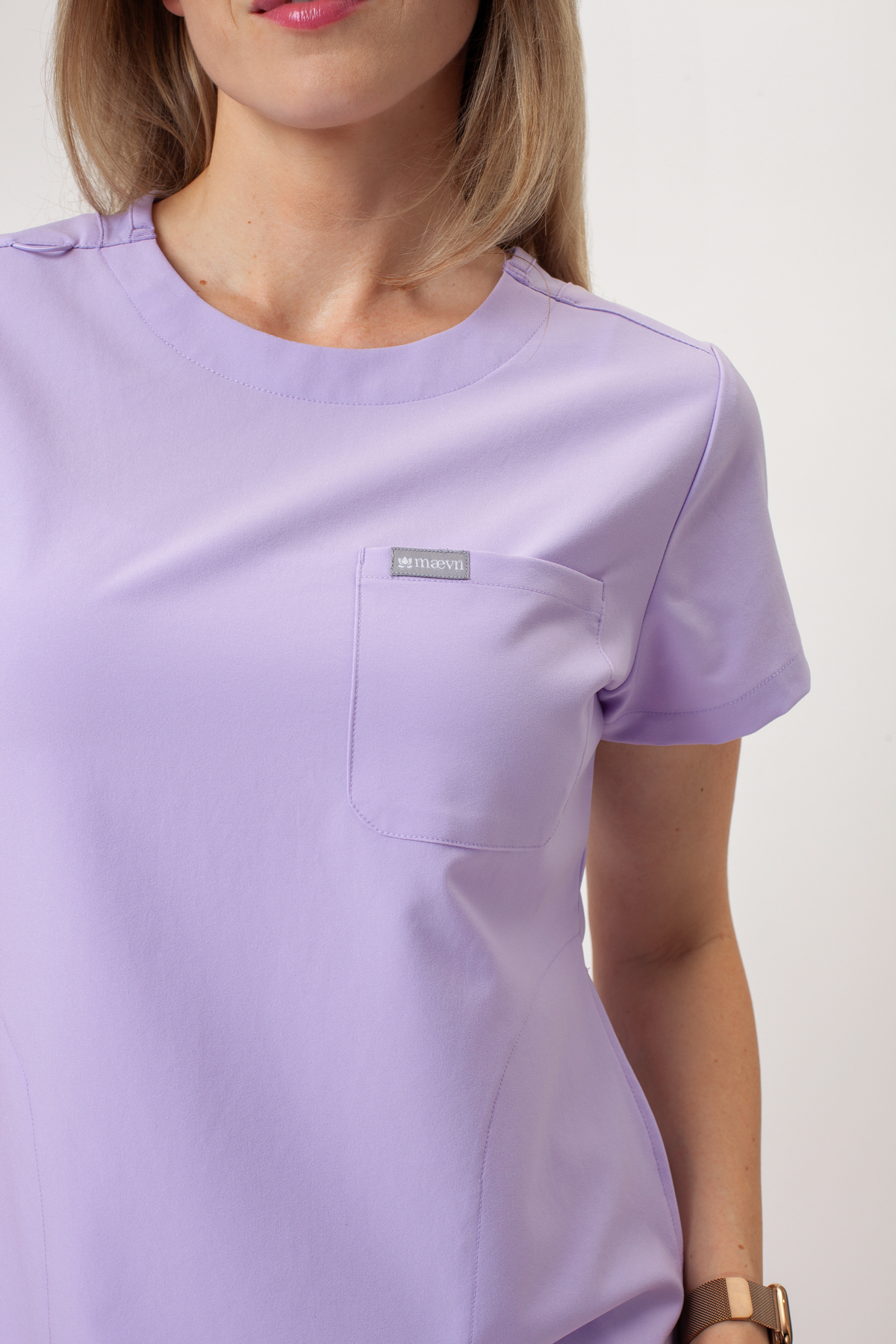 Women's Maevn Momentum Round Neck scrub top lavender-5