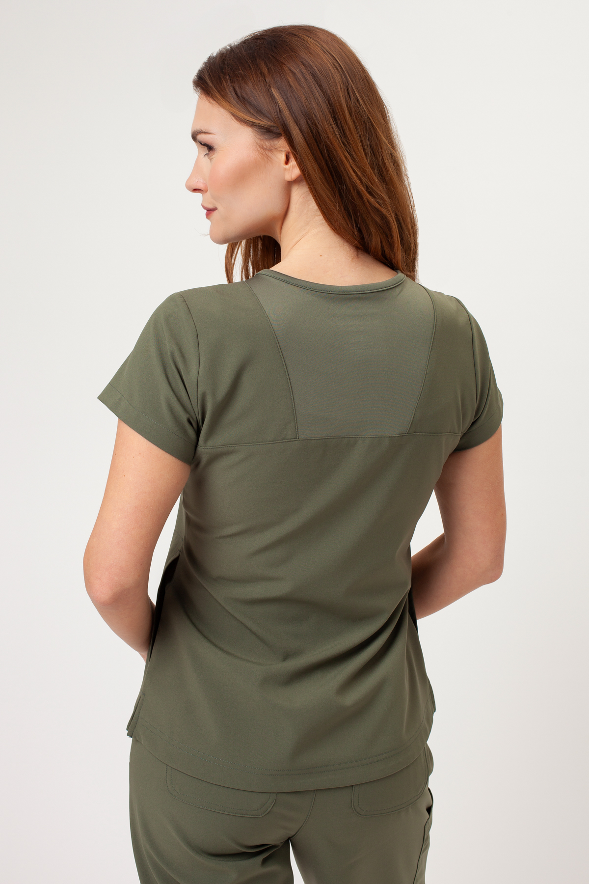 Women's Maevn Momentum Round Neck scrub top olive-2