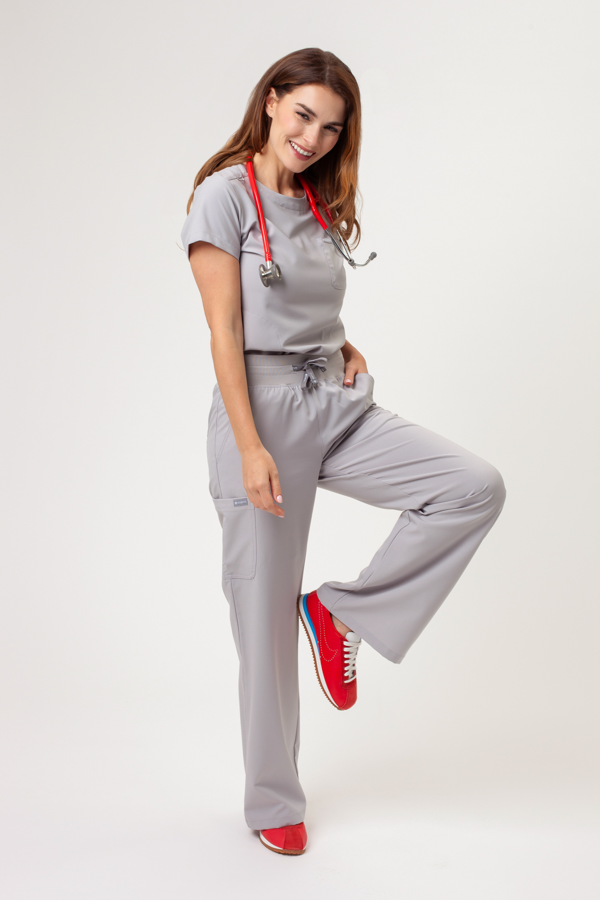 Women's Maevn Momentum Wide Leg scrub trousers quiet grey-1