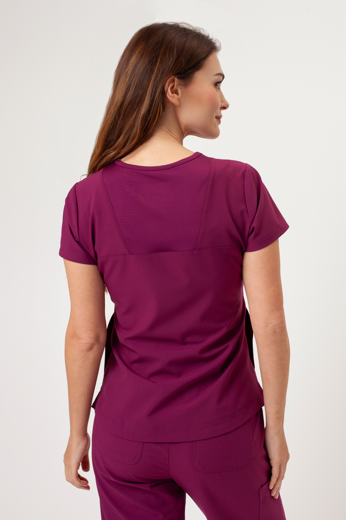 Women's Maevn Momentum Round Neck scrub top wine-2