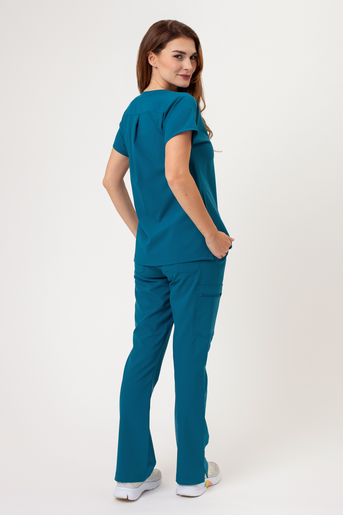 Women's Maevn Momentum Flare scrubs set caribbean blue-1