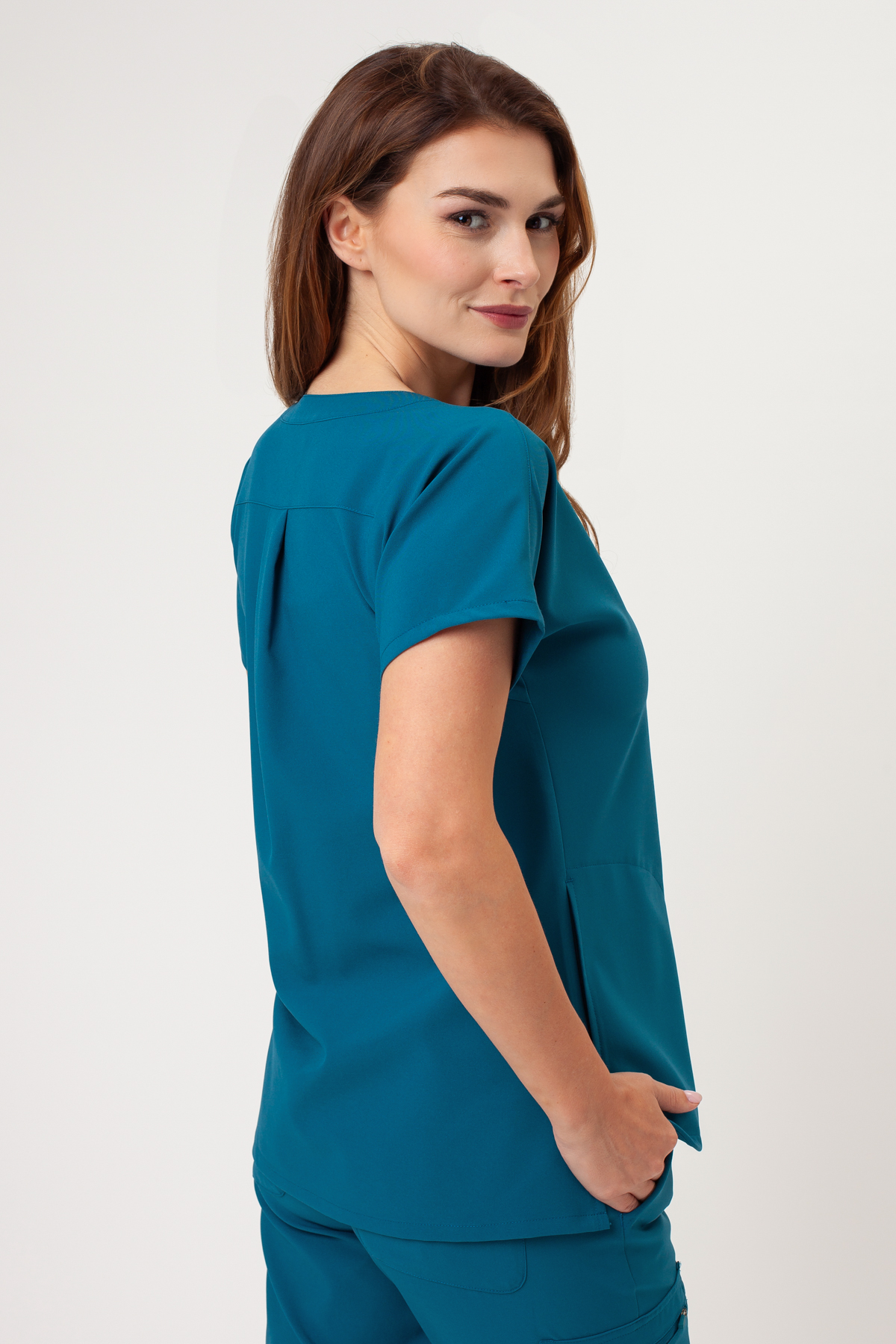 Women's Maevn Momentum Flare scrubs set caribbean blue-3