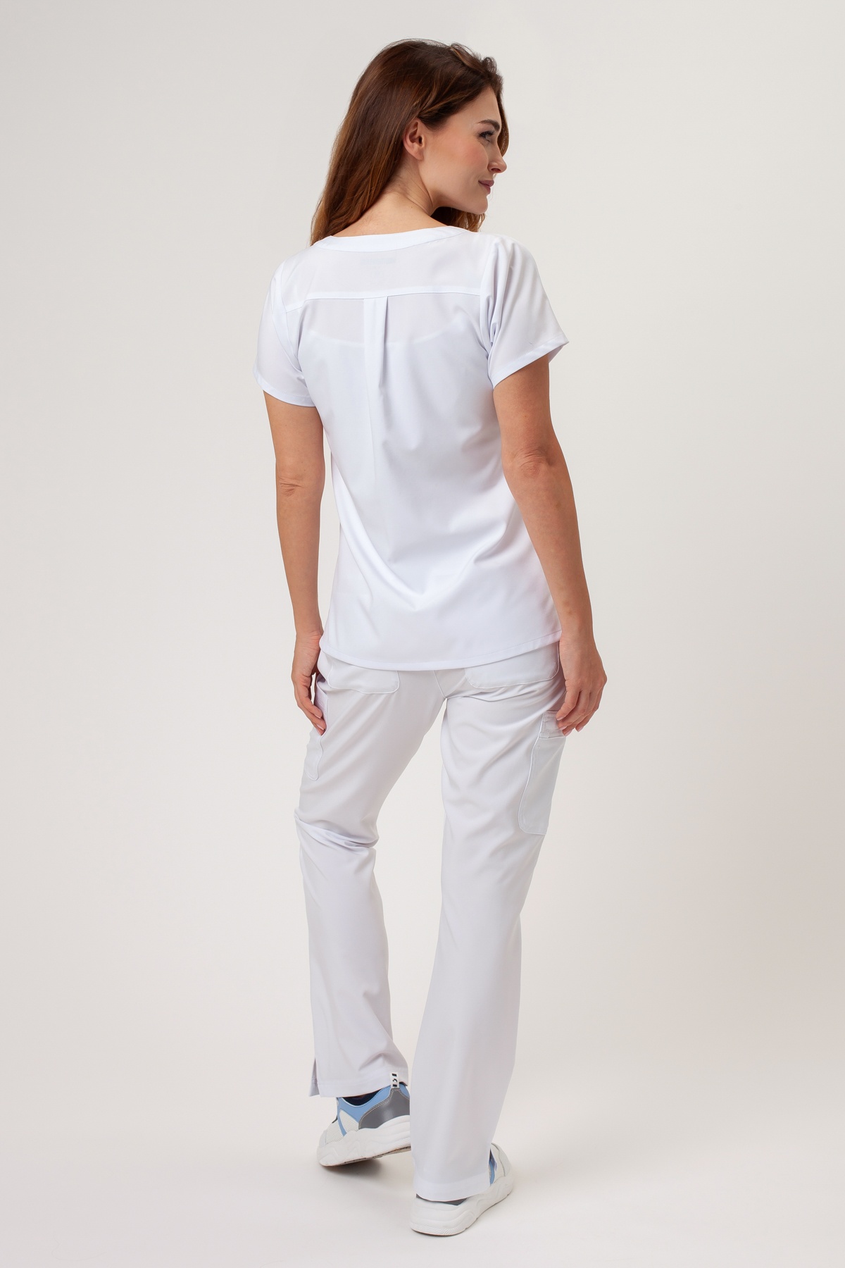 Women's Maevn Momentum Flare Leg scrub trousers white-7