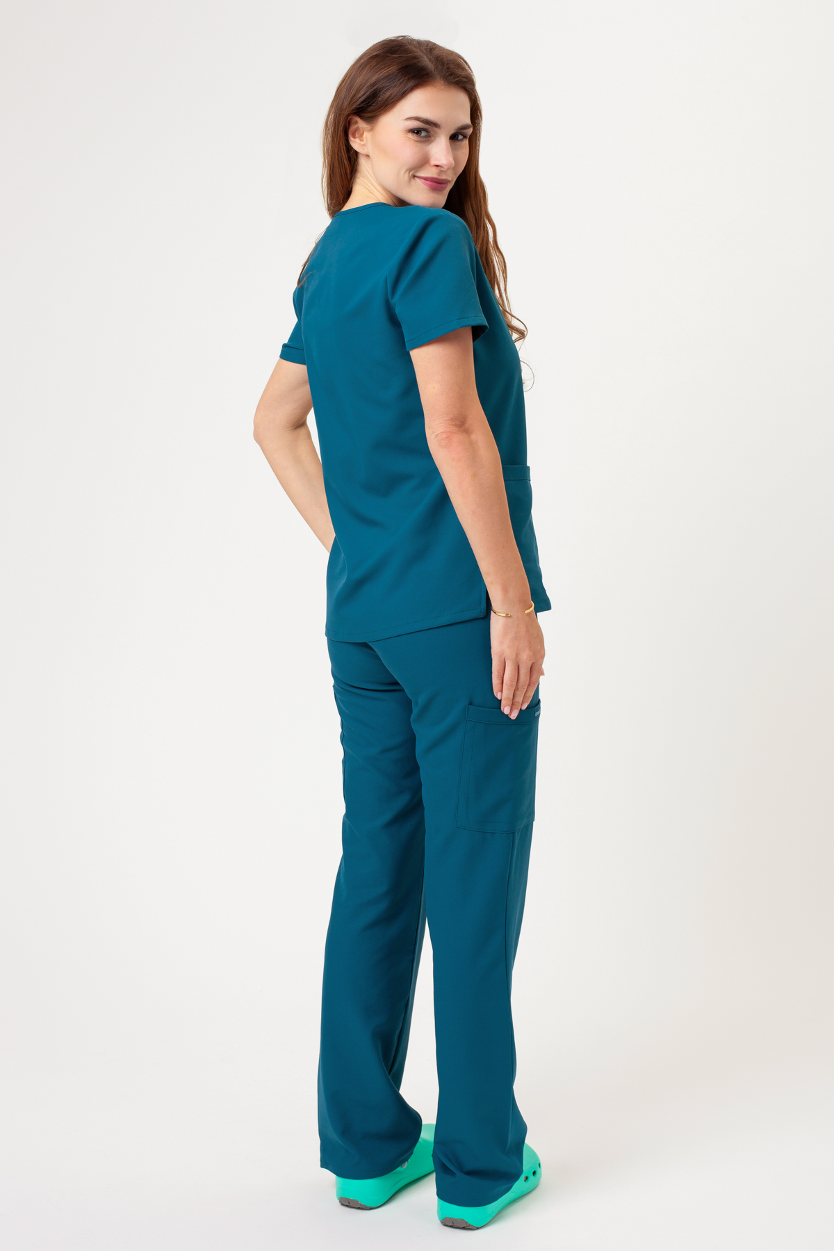 Women's Cherokee Ultra Cargo scrub trousers caribbean blue-5