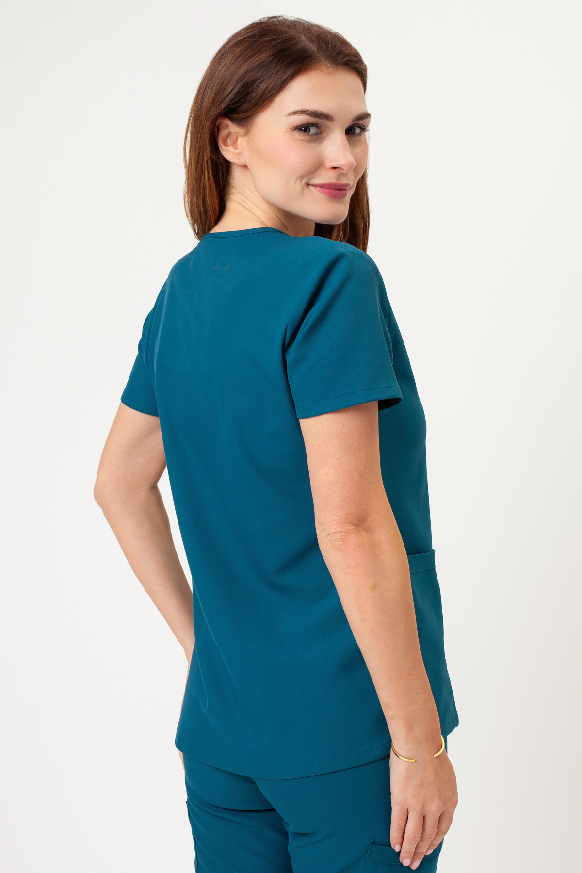 Women's Cherokee Ultra V-neck scrubs set caribbean blue-4