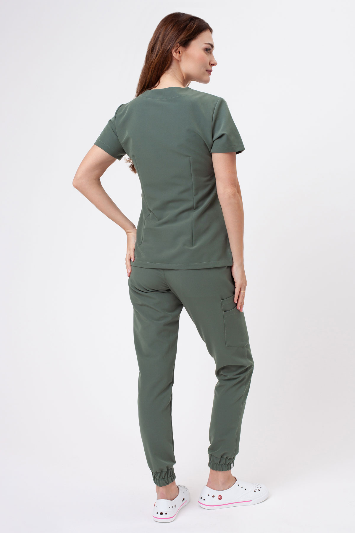 Women's Sunrise Uniforms Premium Vibe scrubs set sage green-1