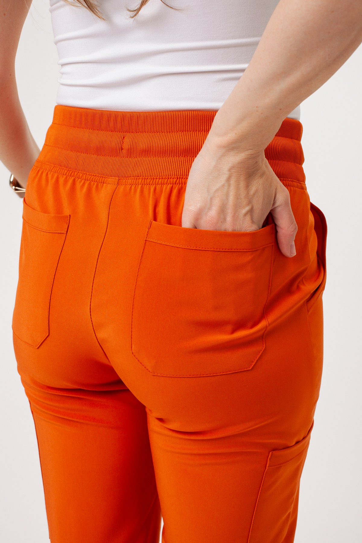 Women’s Dickies EDS Essentials Mid Rise jogger scrub trousers orange-4