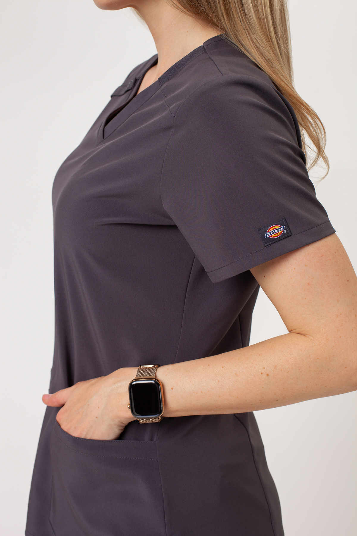 Women’s Dickies EDS Essentials V-neck scrub top pewter-5