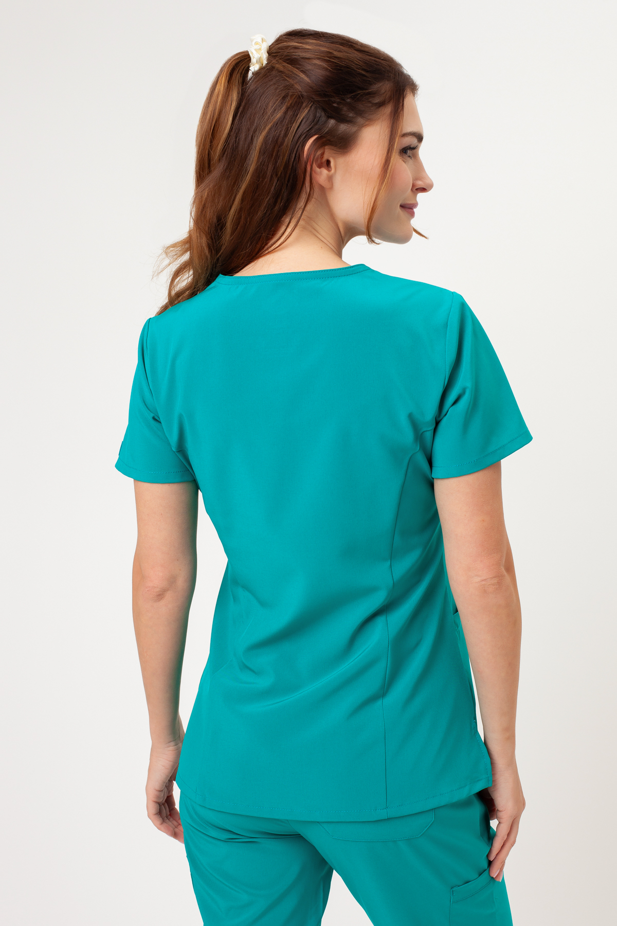 Women’s Dickies EDS Essentials V-neck scrub top teal blue-2