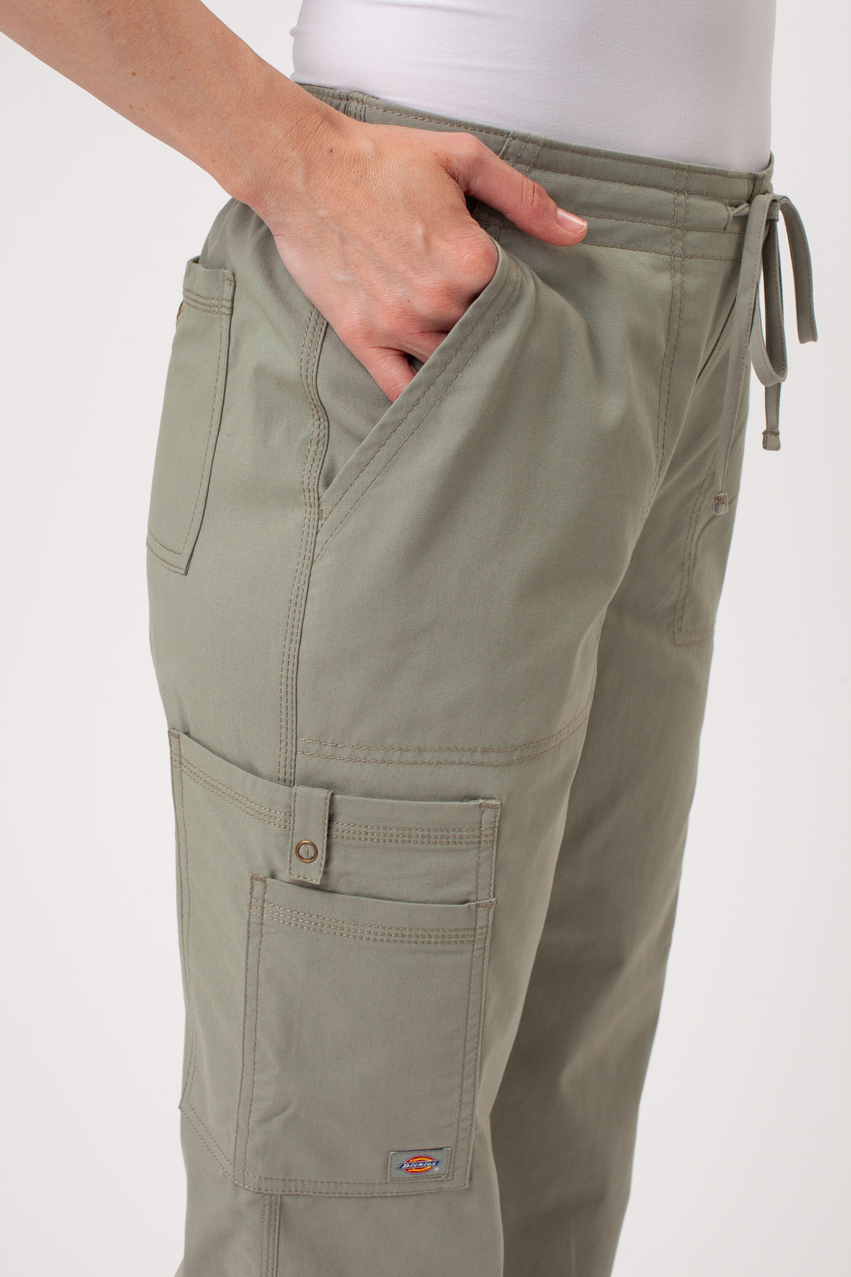 Women's Dickies Forge V-neck scrubs set sage green-9
