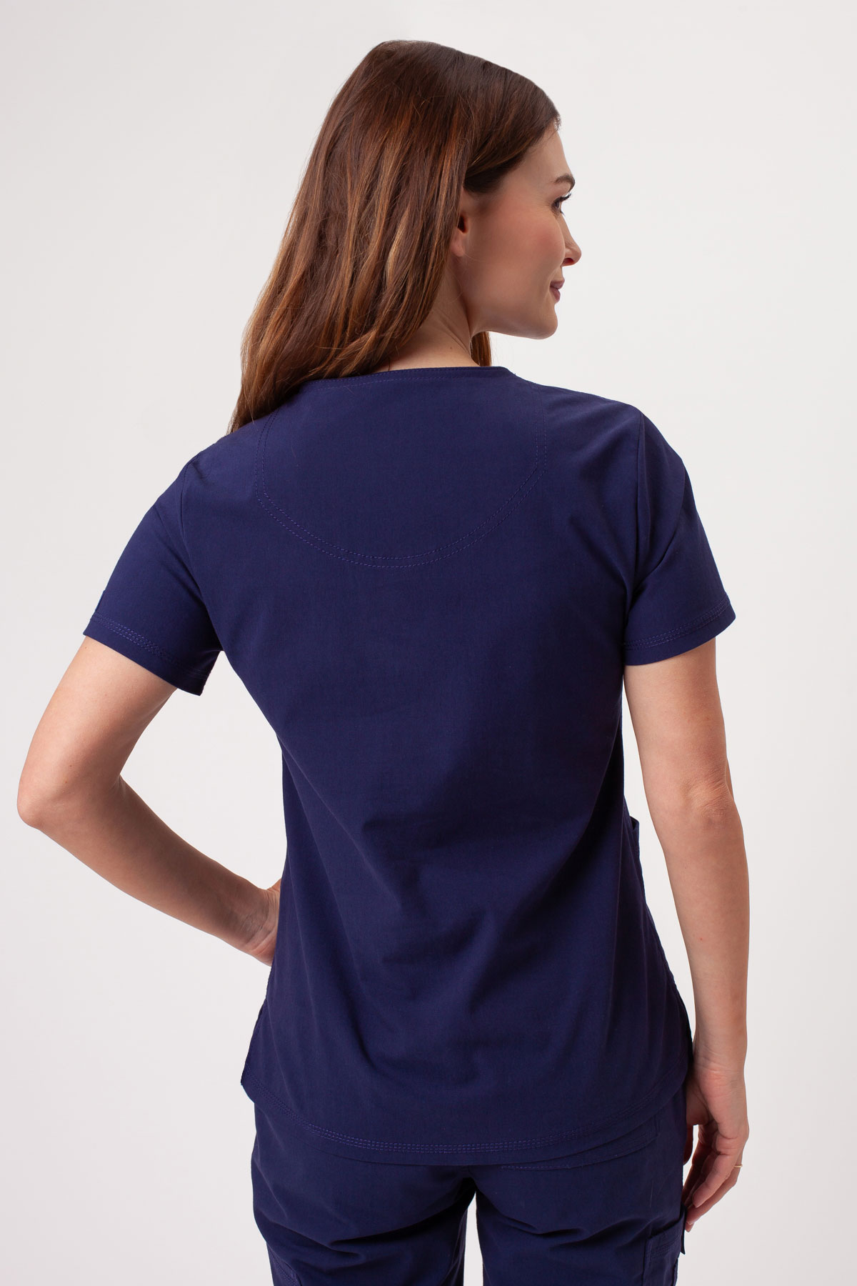 Women's Dickies Forge V-neck scrubs set navy-4