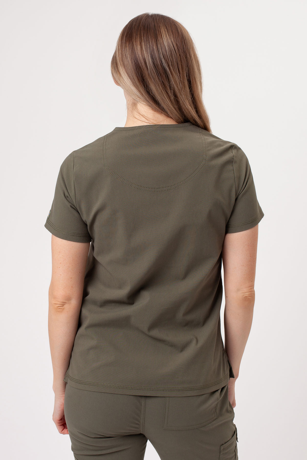 Women's Dickies Forge V-neck scrubs set olive-5