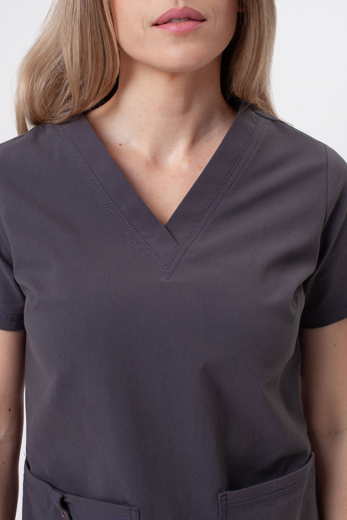 Women's Dickies Forge V-neck scrubs set pewter-5