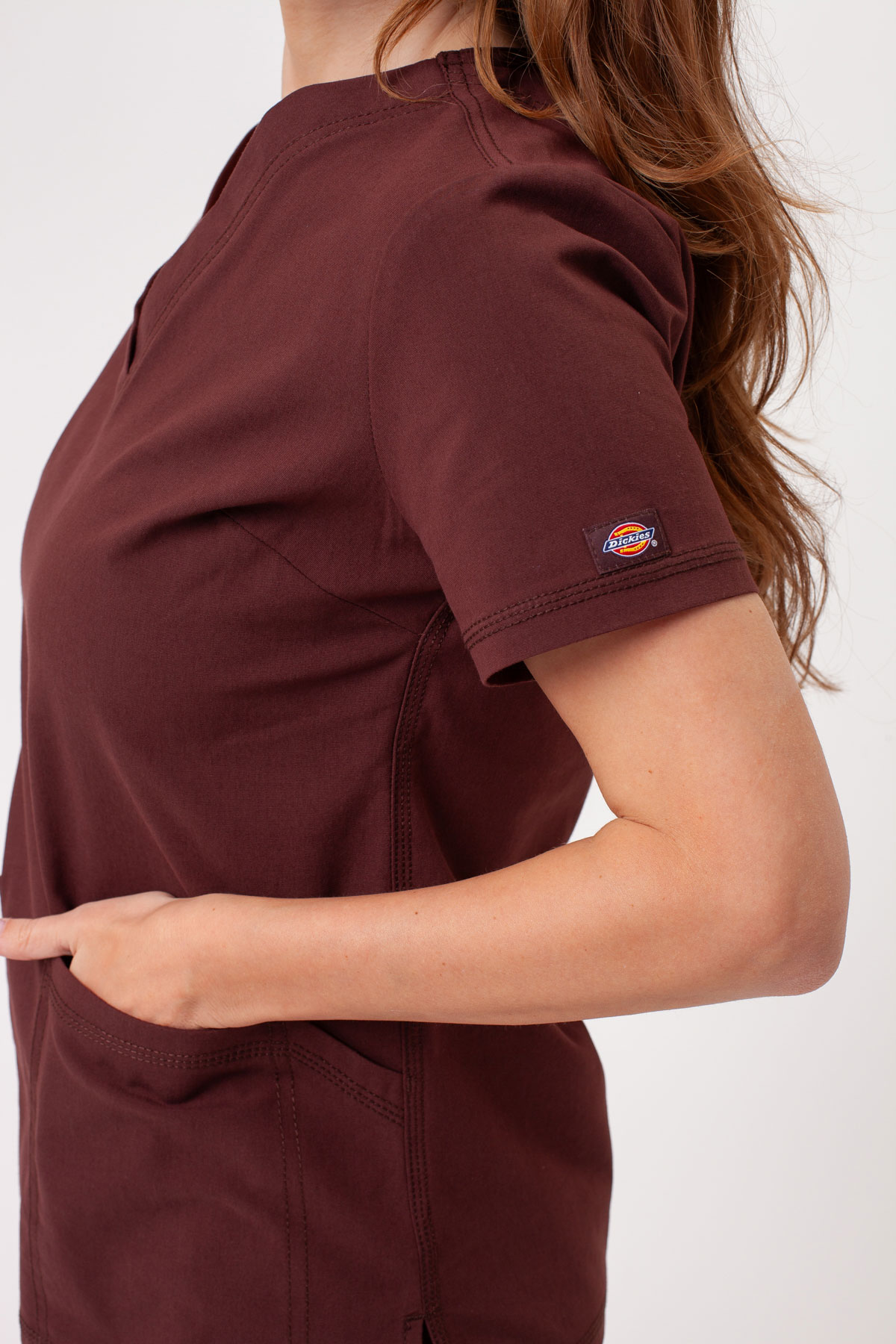 Women's Dickies Forge V-neck scrubs set brown-7