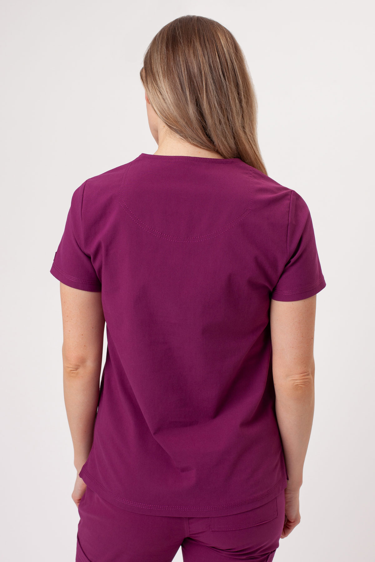 Women's Dickies Forge V-neck scrubs set wine-4