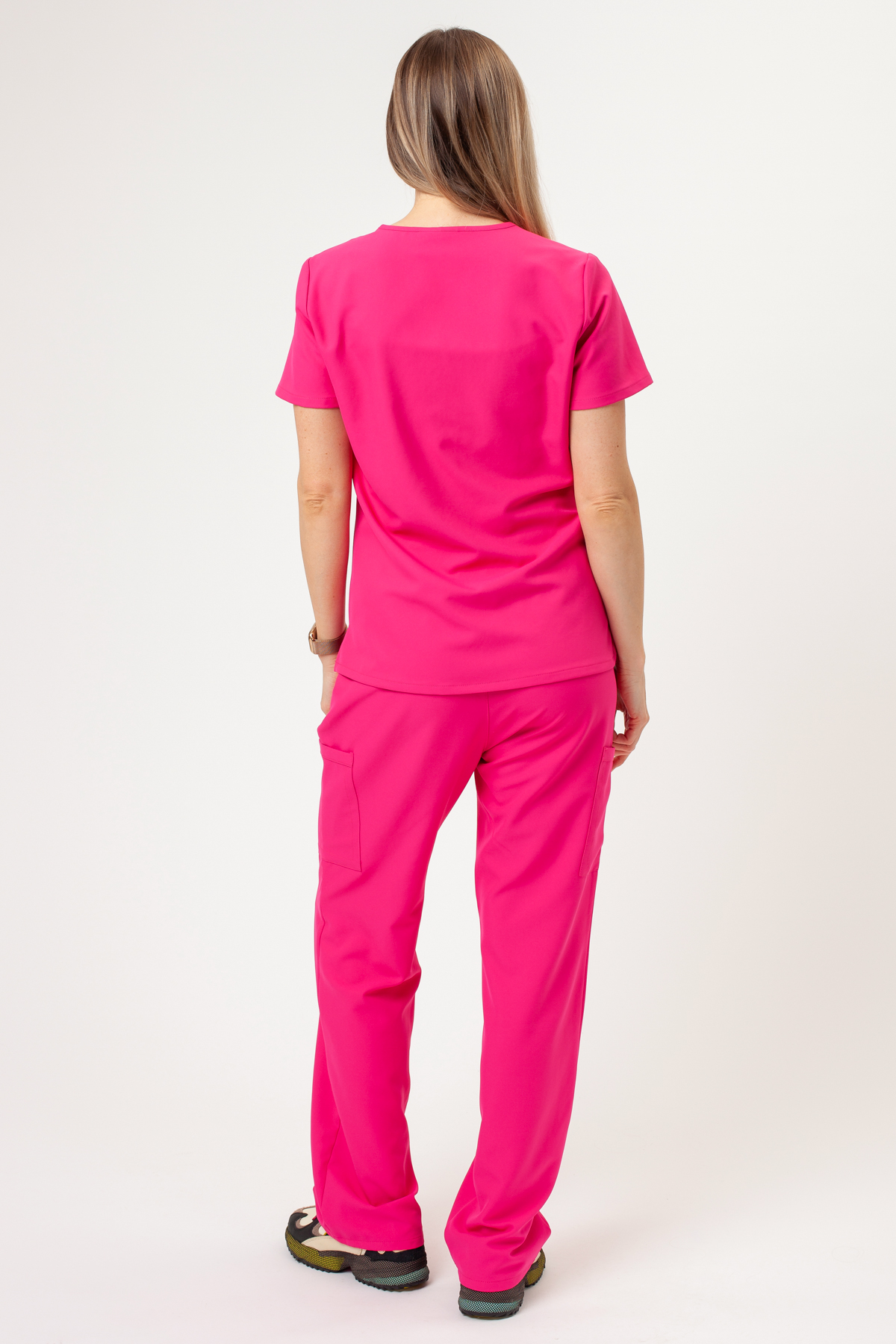 Women's Cherokee Ultra V-neck scrubs set shocking pink-2