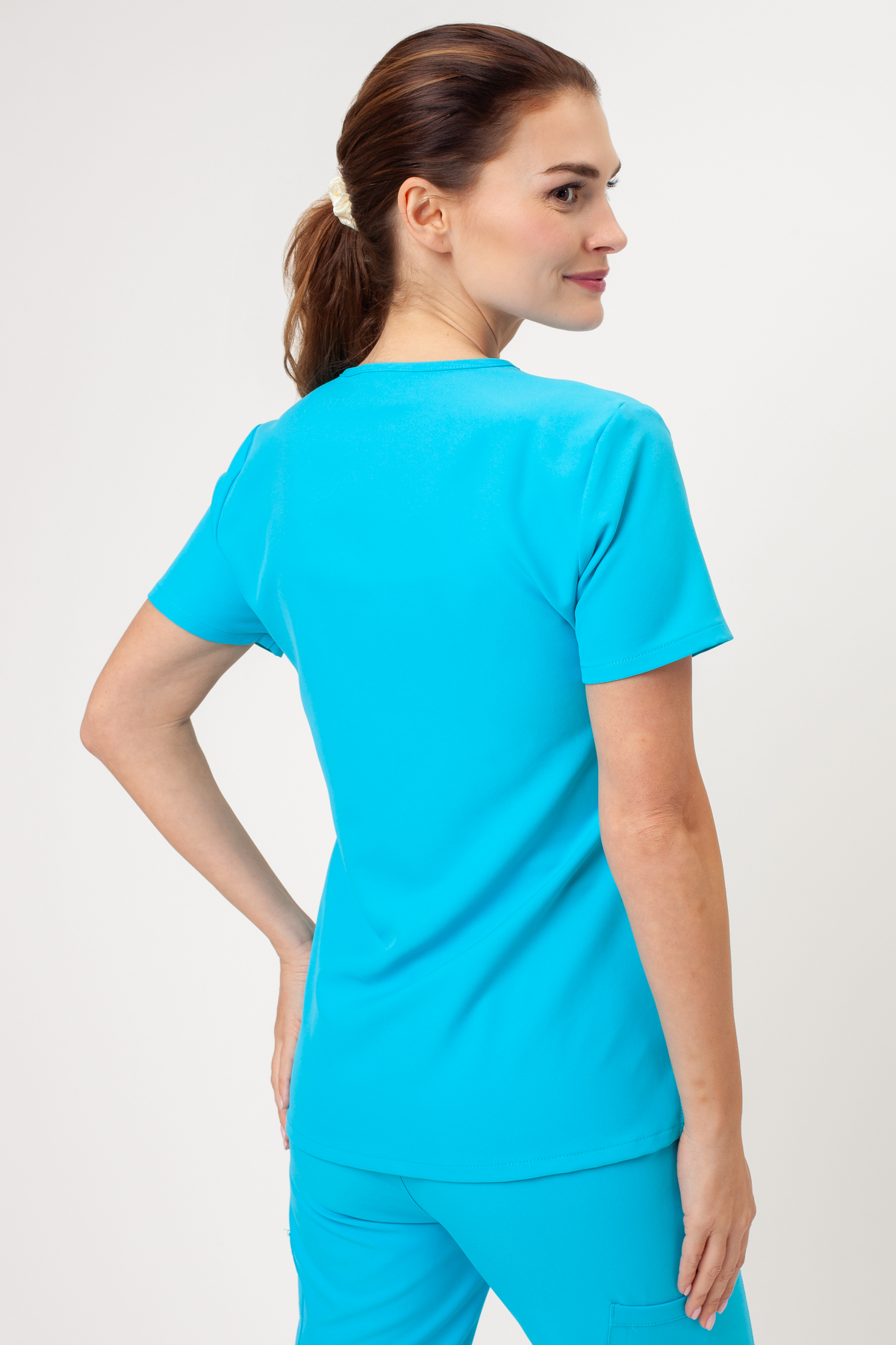 Women's Cherokee Ultra V-neck scrub top turquoise-1