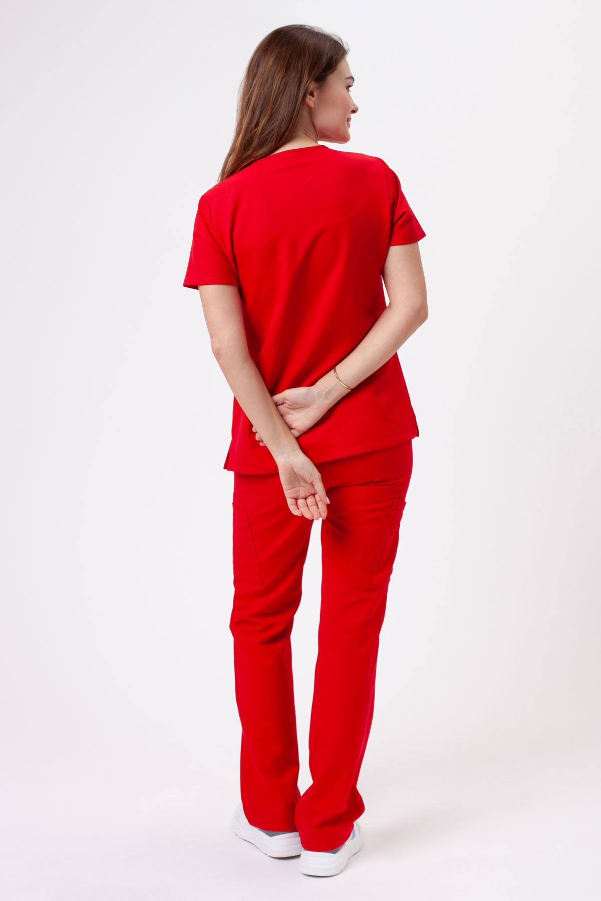 Women's Cherokee Ultra Cargo scrub trousers red-4