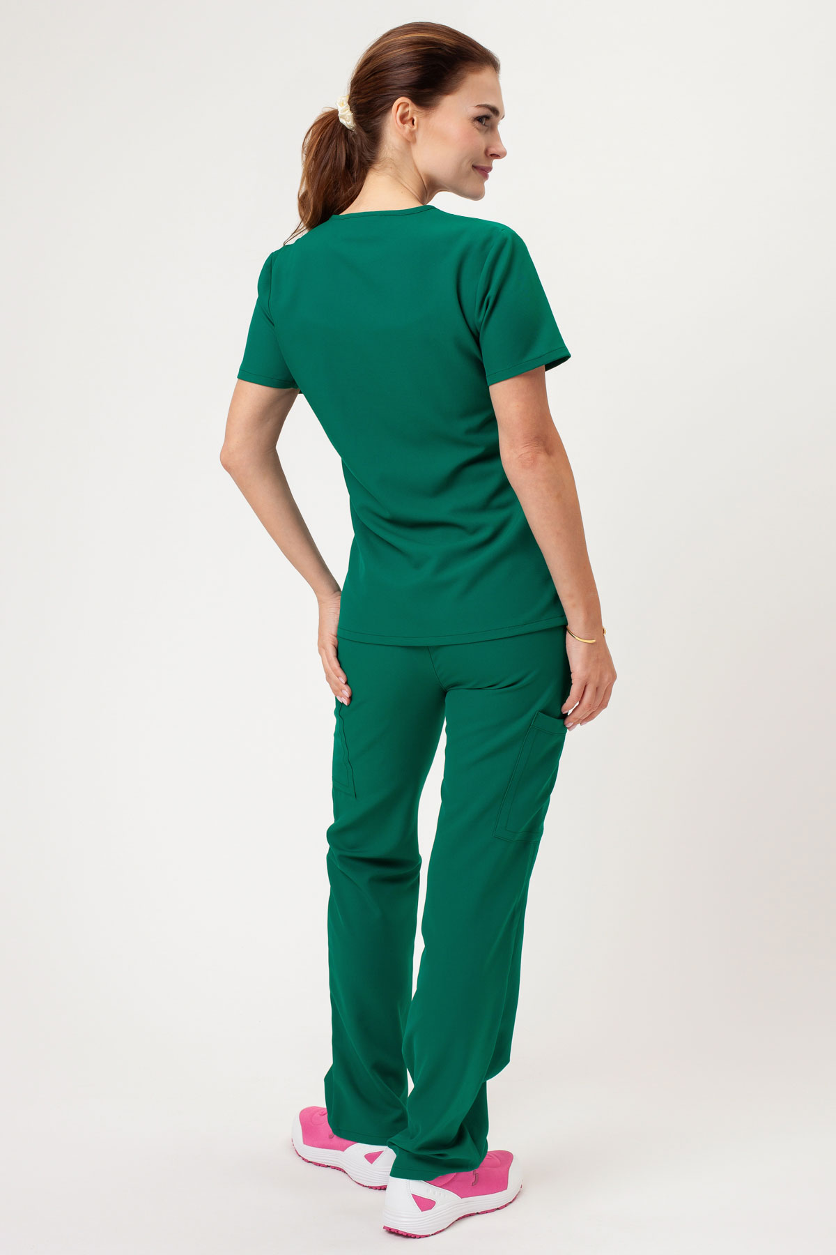 Women's Cherokee Ultra V-neck scrub top hunter green-6