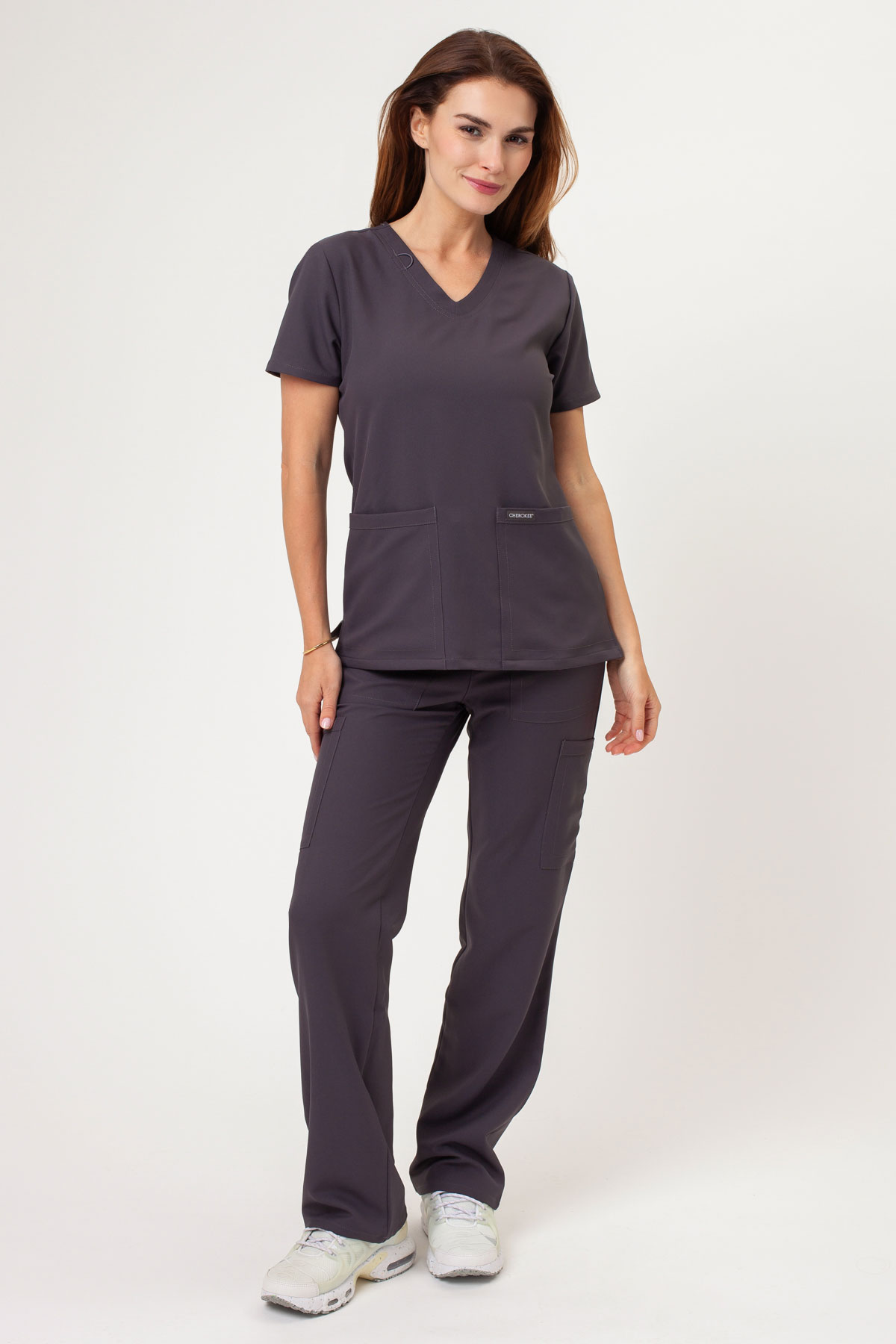 Women's Cherokee Ultra V-neck scrub top pewter-6