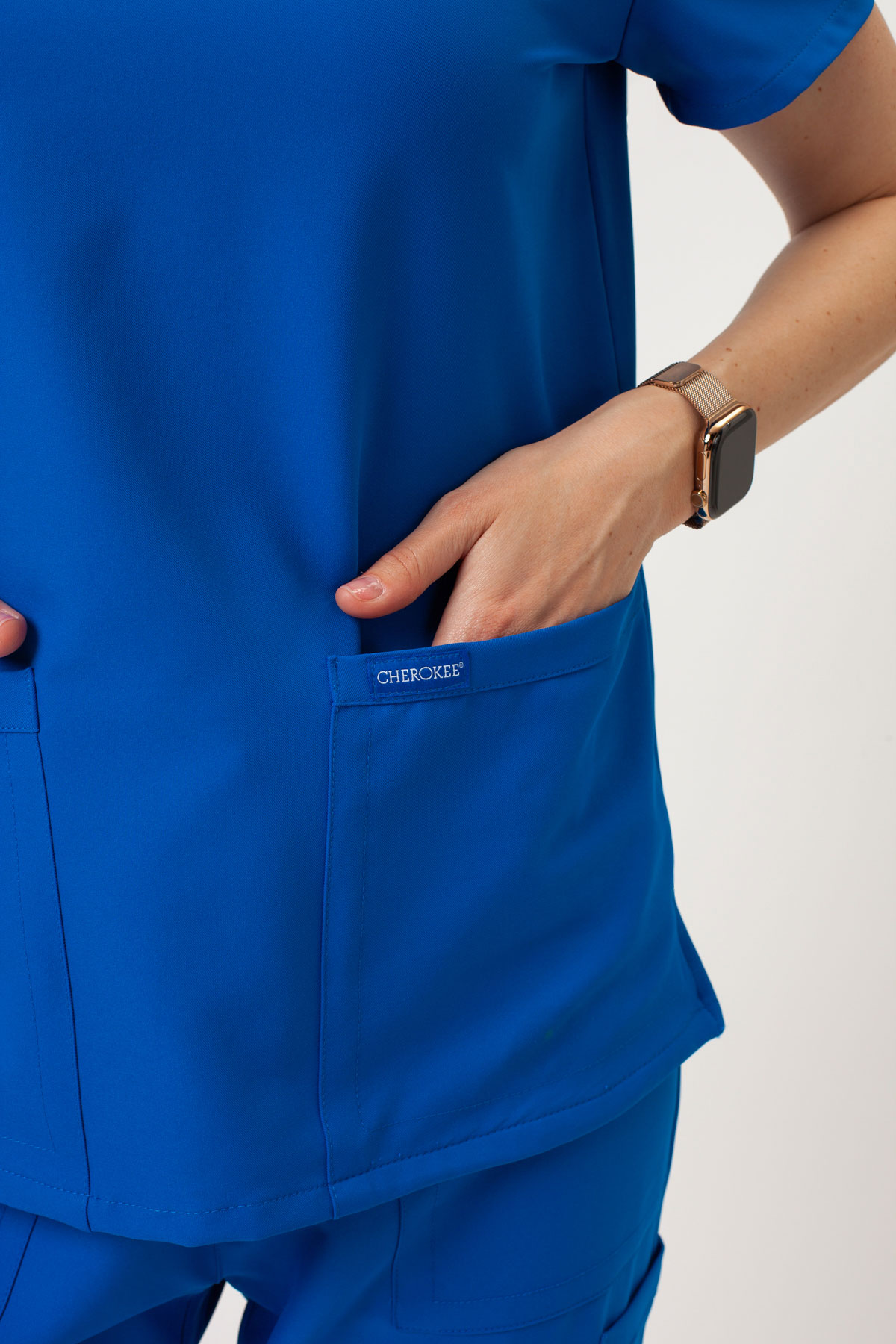 Women's Cherokee Ultra V-neck scrub top royal blue-3