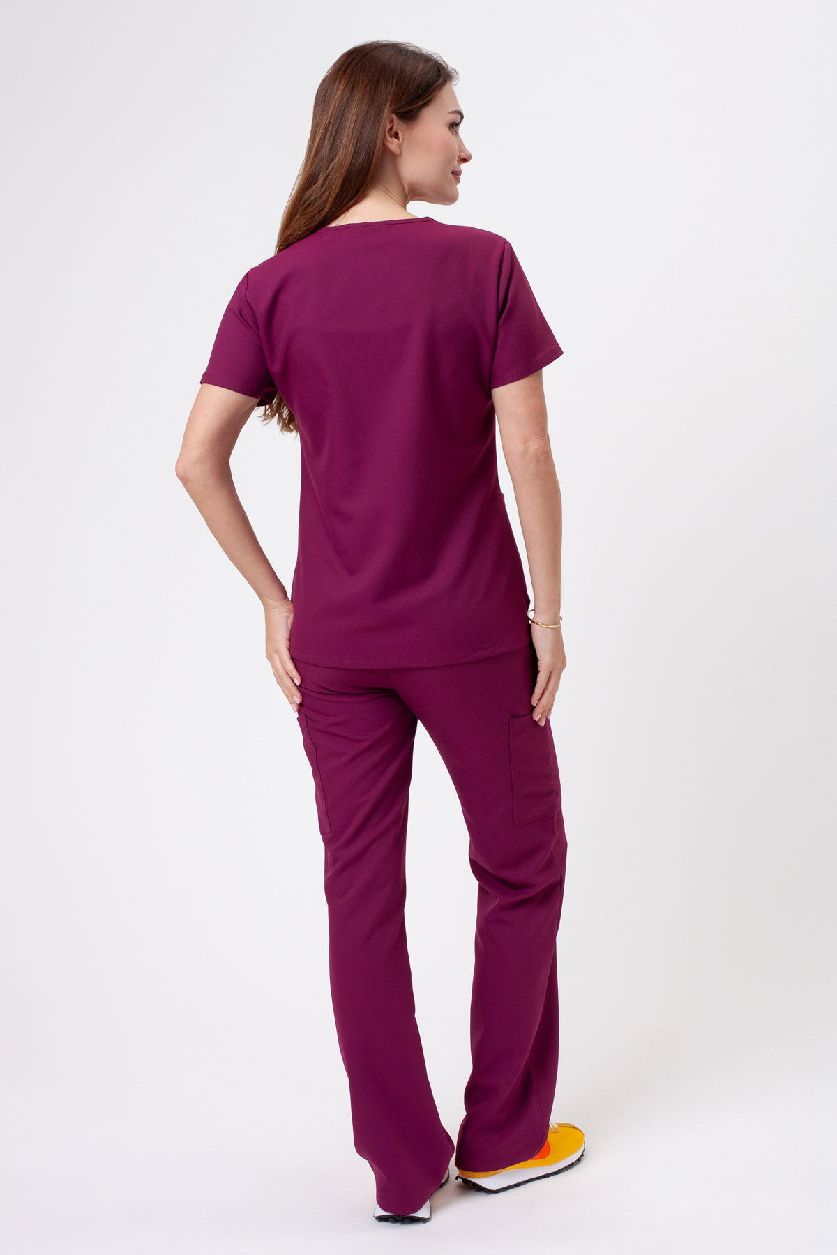 Women's Cherokee Ultra V-neck scrub top wine-7