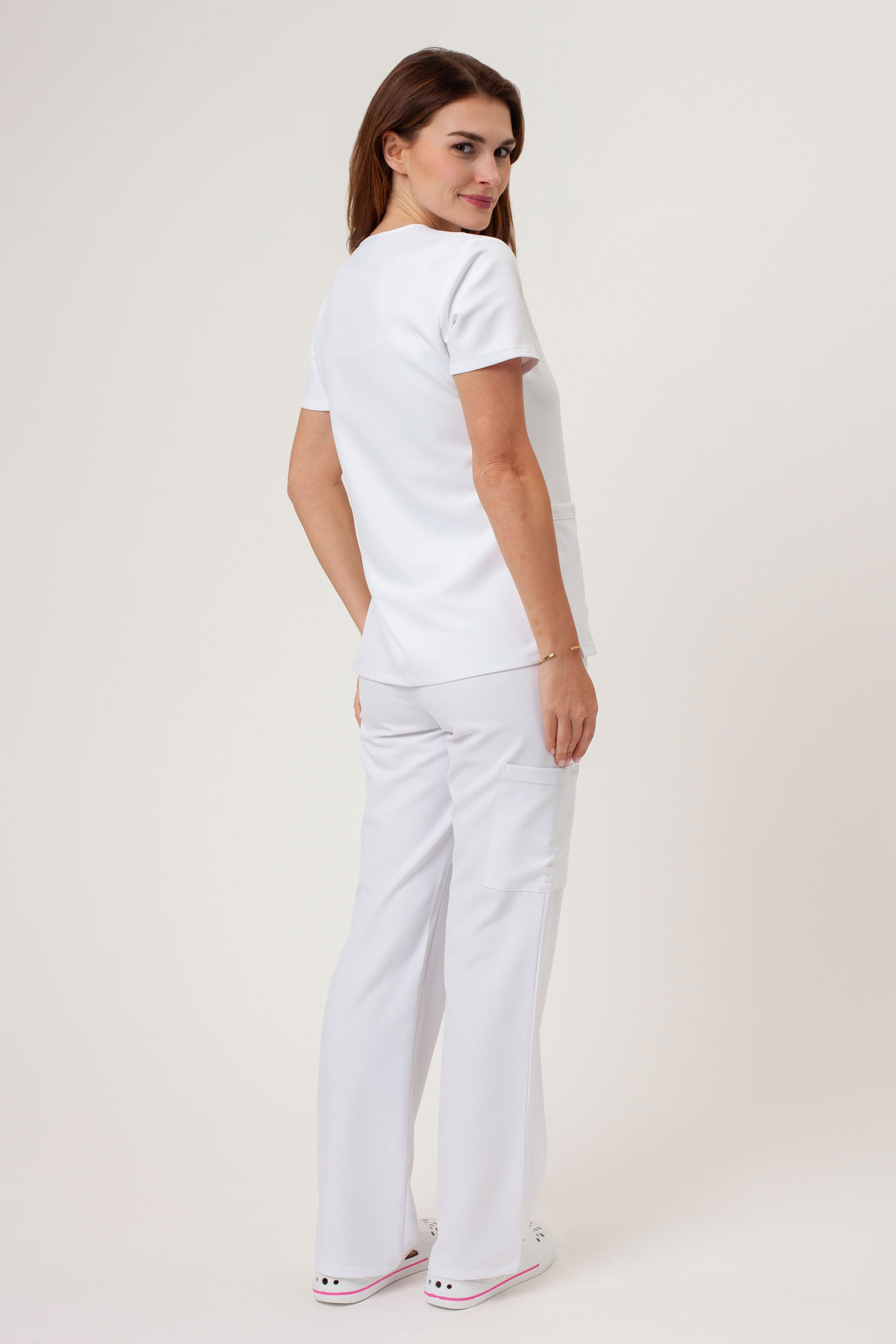 Women's Cherokee Ultra Cargo scrub trousers white-1