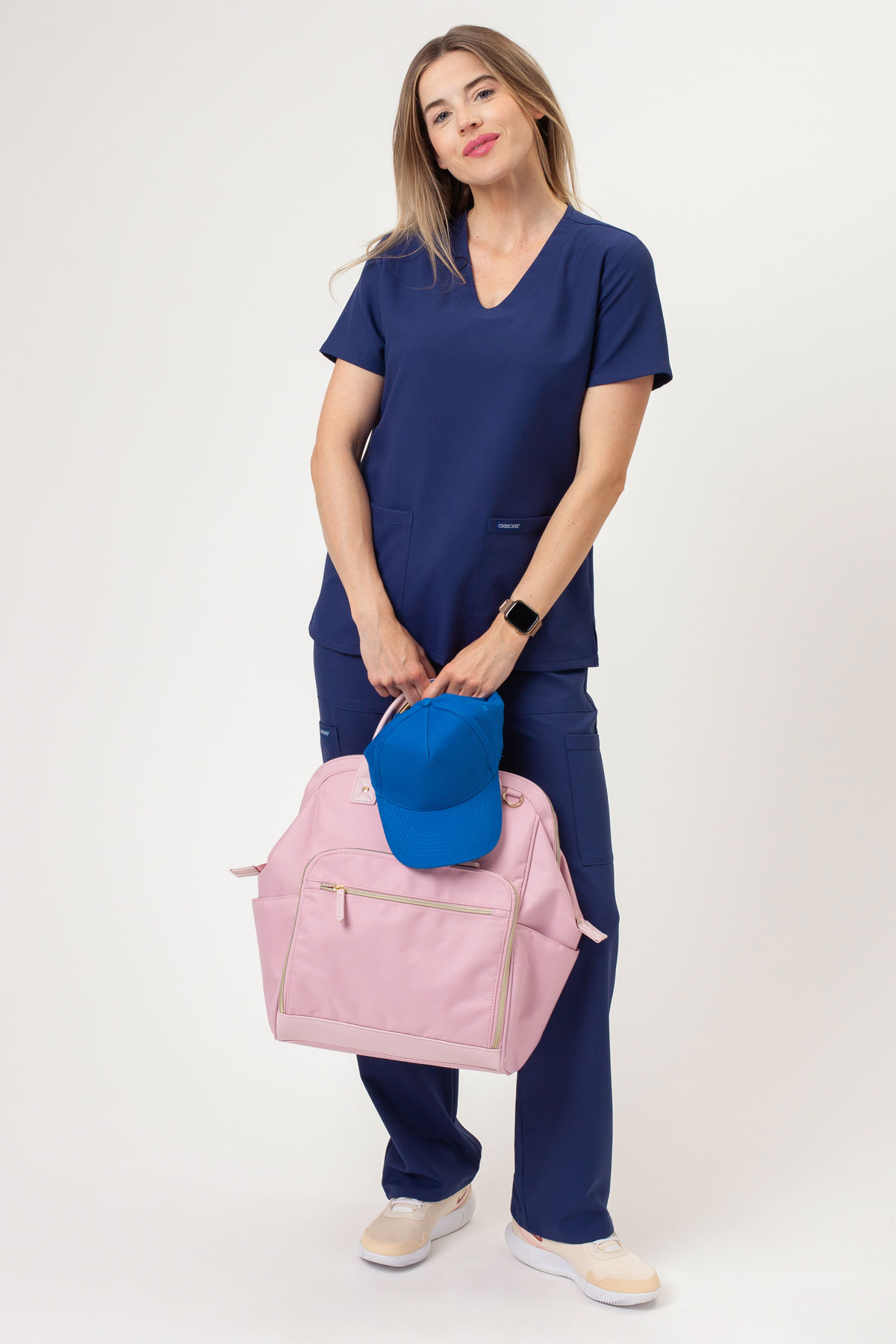 Women's Cherokee Ultra V-neck scrubs set navy-1